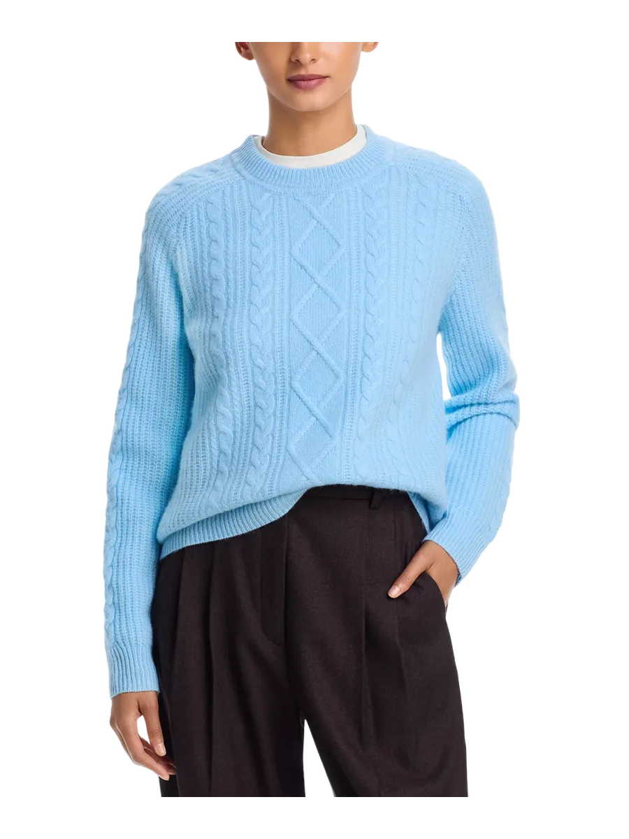 Aqua 100% Cashmere Cable Knit Raglan Sleeve Sweater - Exclusive