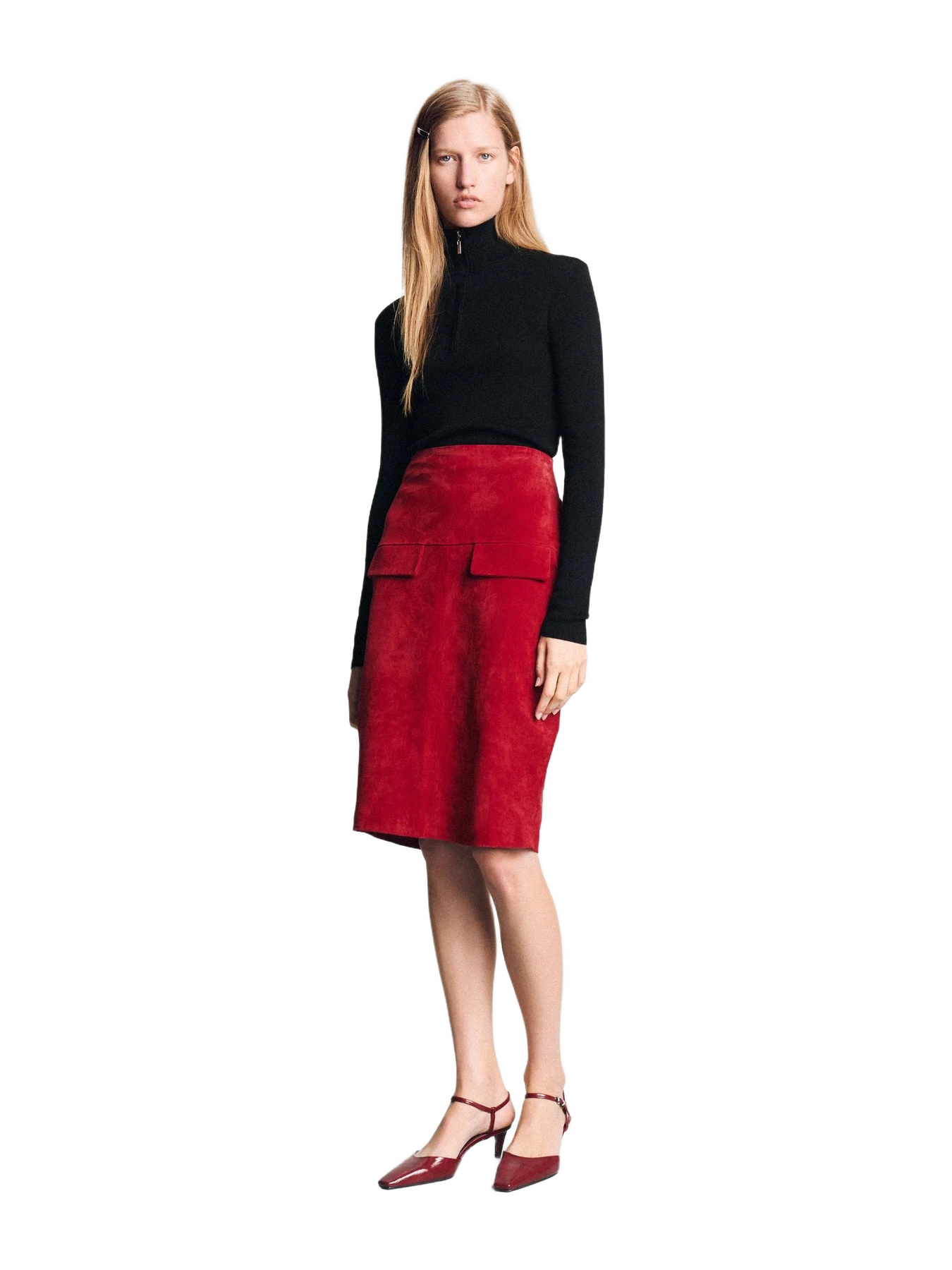 Zara 100% Leather Midi Skirt
