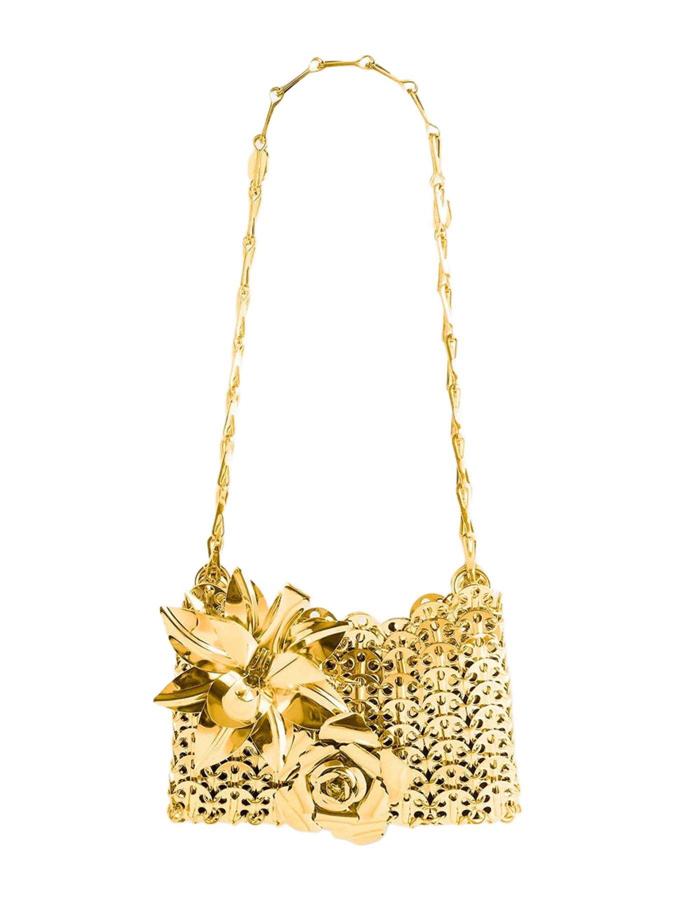 Rabanne 1969 Nano Bag With Metal Flower Gold