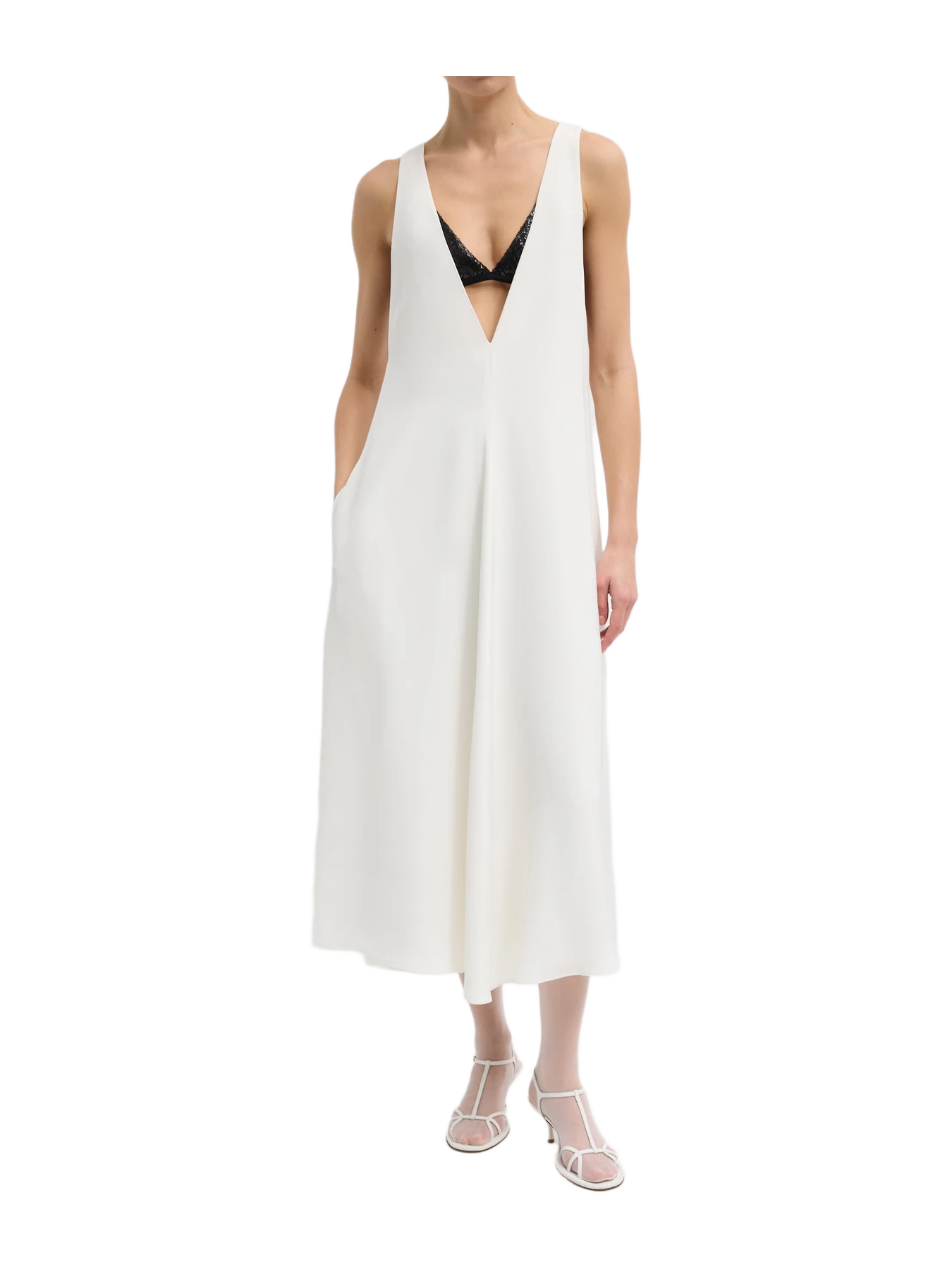 Tibi 4-Ply Silk V-Neck Dress With Bra
