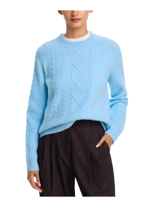 Aqua 100% Cashmere Cable Knit Raglan Sleeve Sweater - Exclusive