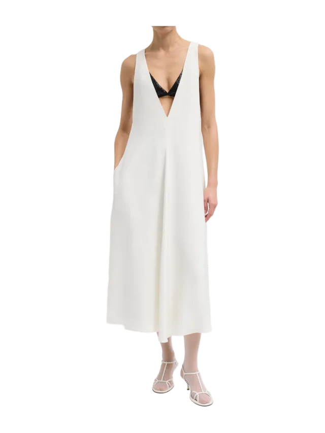 Tibi 4-Ply Silk V-Neck Dress With Bra