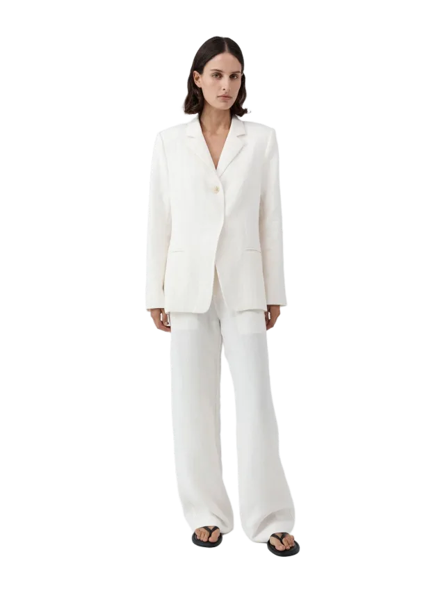 St. Agni 90s Linen Blazer - Off White