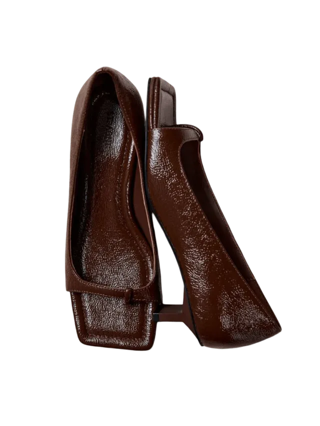 90s Square Toe Heel - Patent Liqueur