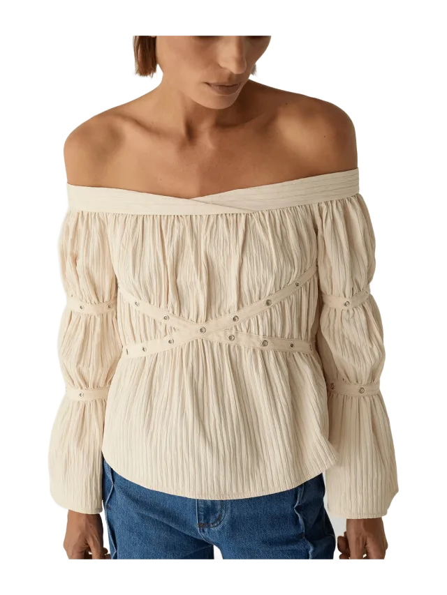 Laagam Addison Ecru Ruched Blouse