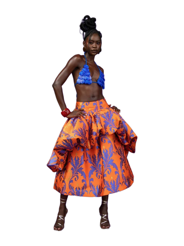 KAI Collective Adeola Printed Brocade Bubble Skirt