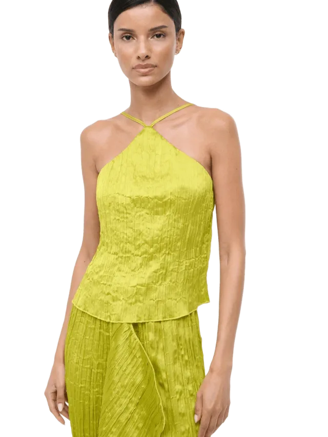 Staud AKARI TOP | CHARTREUSE PLISSE