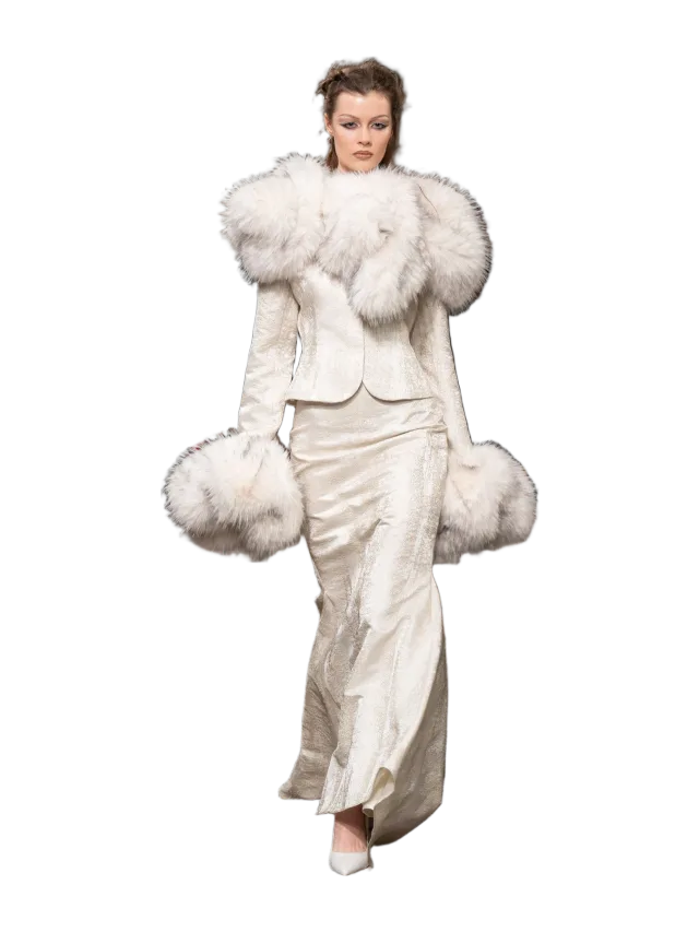 Kim Shui Angelina Faux Fur Trim Brocade Jacket -Pre Order