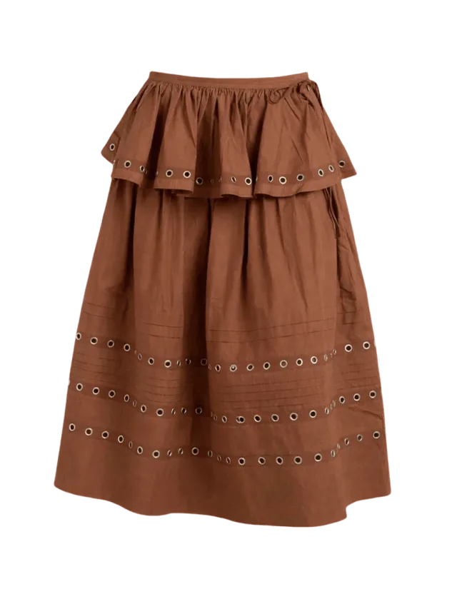Damson Madder Anika Eyelet Skirt with Ruffle Belt