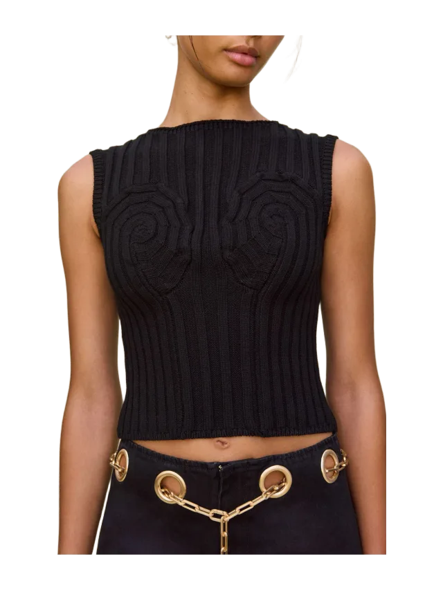 Cult Gaia ANZU KNIT TOP - BLACK