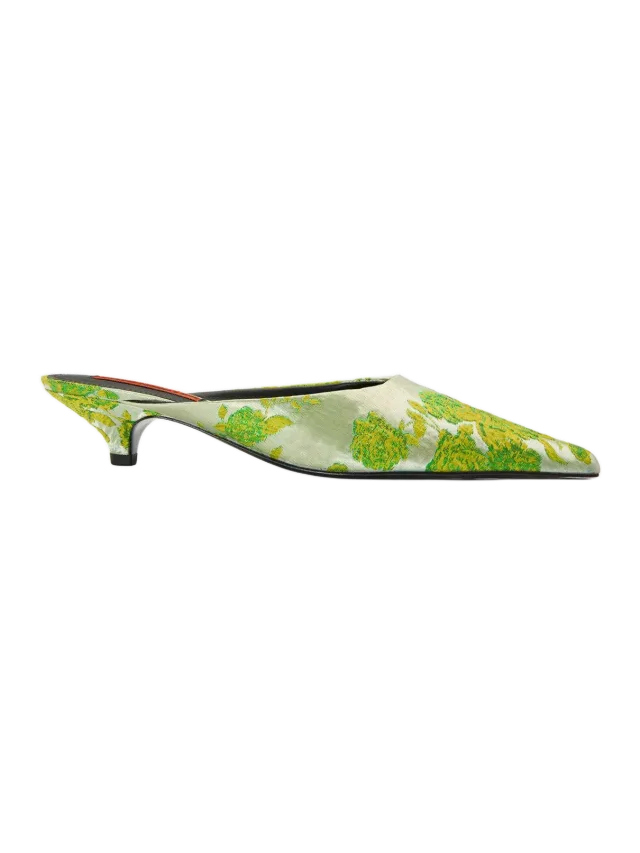Simon Miller Arrow Mule in Floral Green Jacquard