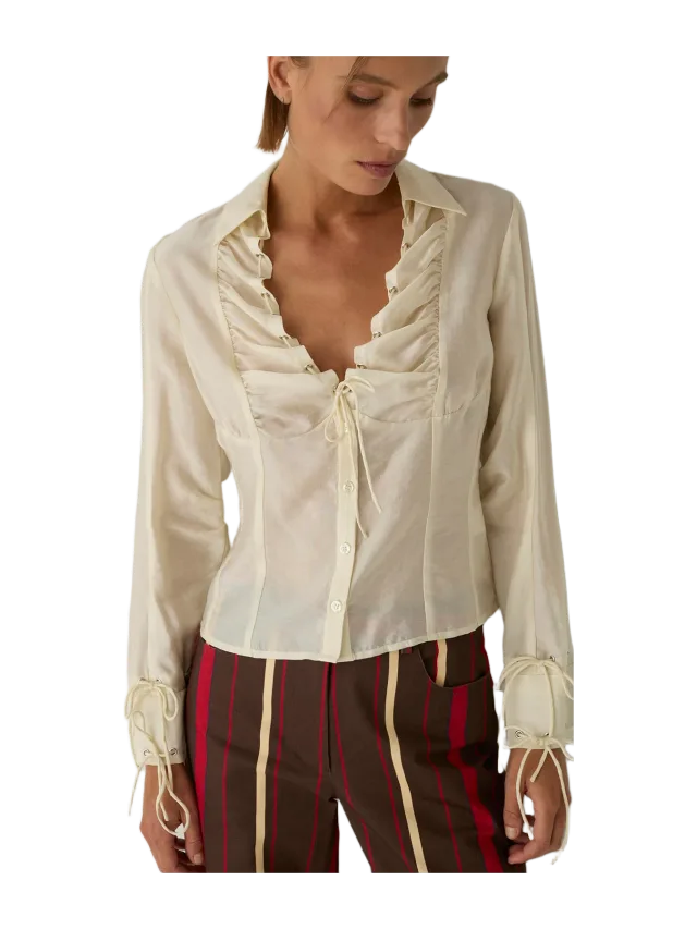 Laagam Arwen Ecru Ruched Blouse