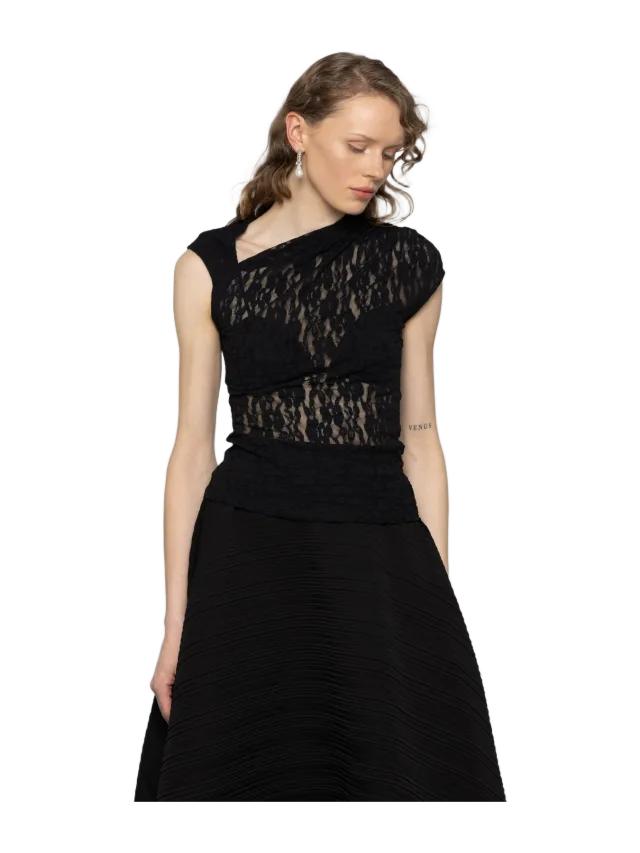 ESTHÉ Asymmetric Cut-Out Lace Top