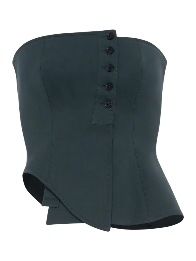 Asymmetric Tailoring Bustier MILITARY BLACK