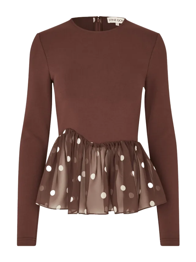 Stine Goya Asymmetrical Draped Top - Artist Blurry Dots