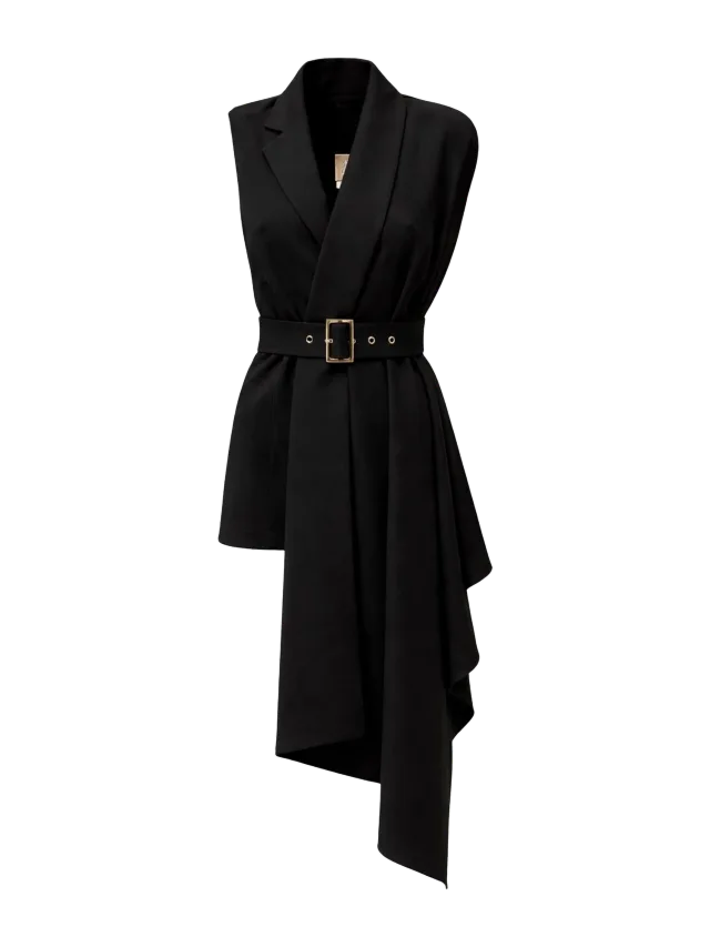 Julia Allert Asymmetrical Sleeveless Blazer — Black