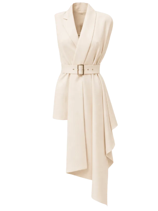 Julia Allert Asymmetrical Sleeveless Blazer - Ecru