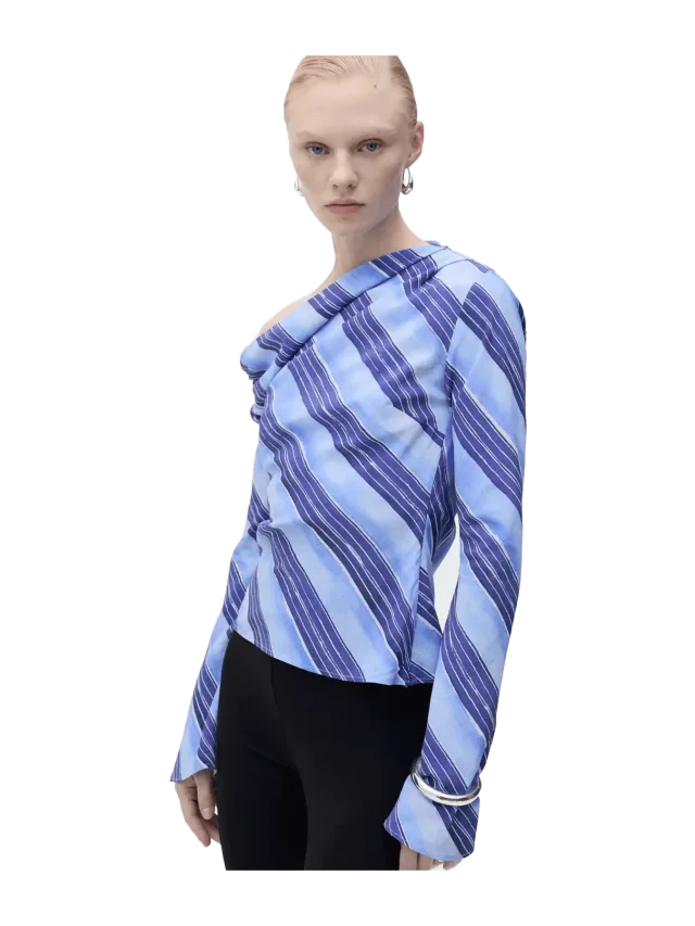 Mango Asymmetrical Striped Blouse