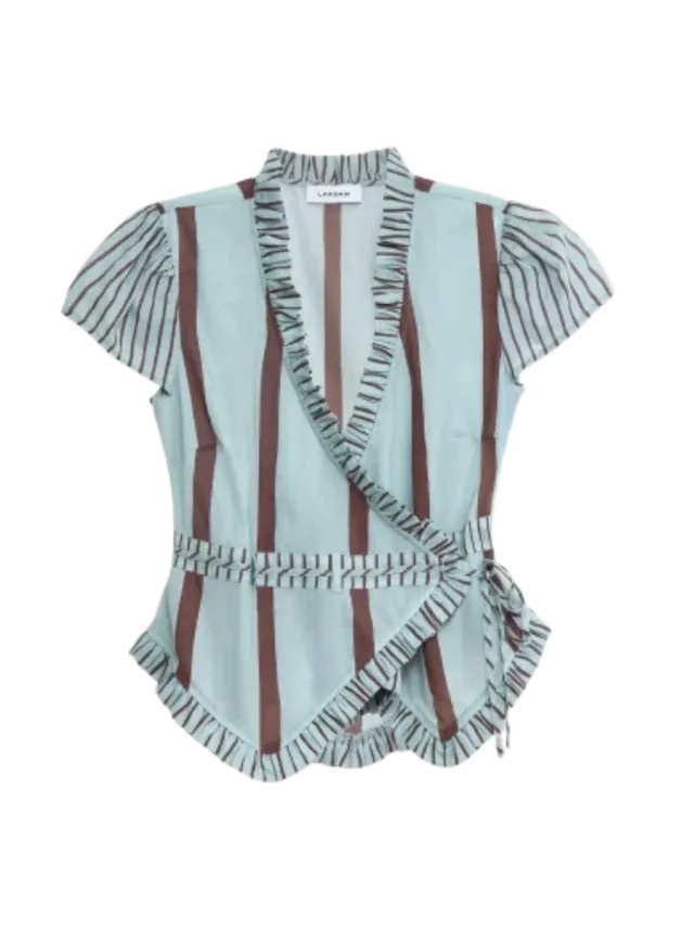 Laagam Atena Turquoise Striped Wrap Blouse