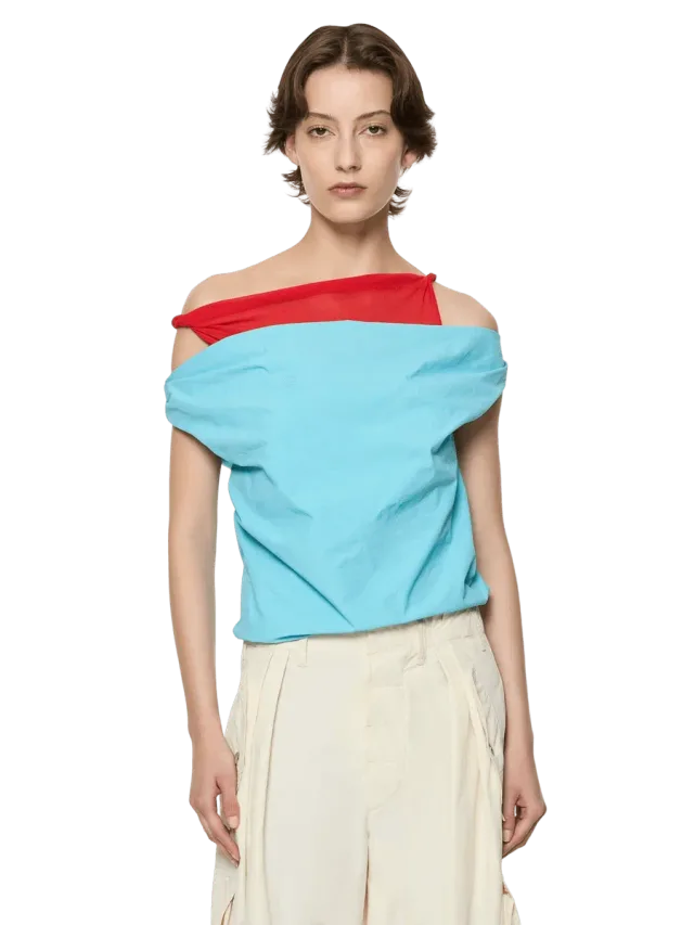 Paris Georgia Atlas Top | Turquoise and Red
