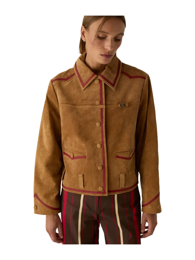 Laagam AVELINE REAL SUEDE CAMEL JACKET