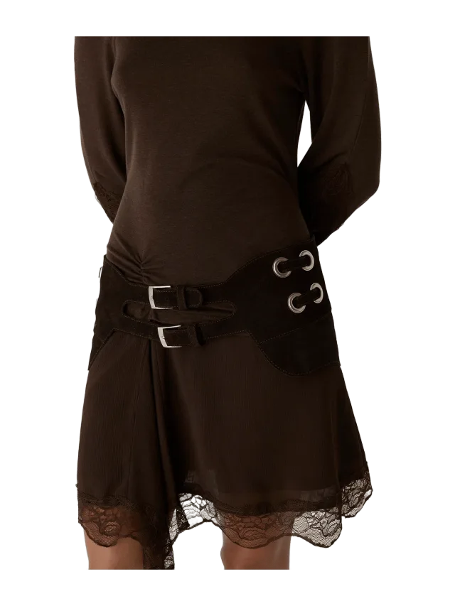Laagam Avery Chocolate Suede Belt