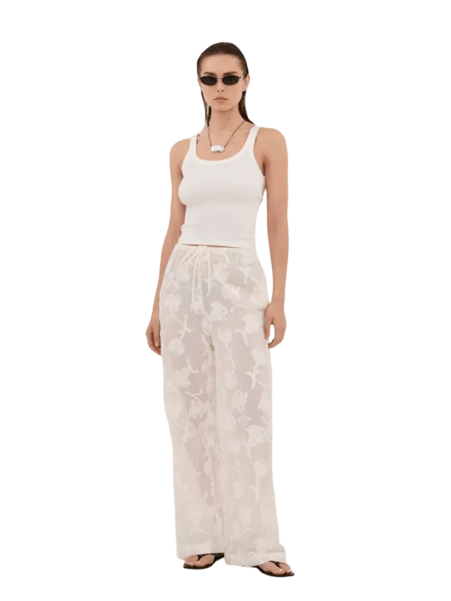 Dissh AZALEA OFF WHITE JACQUARD PANT