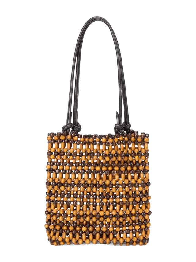 Staud BAJA MINI TOTE | MULTI WOOD BEADS