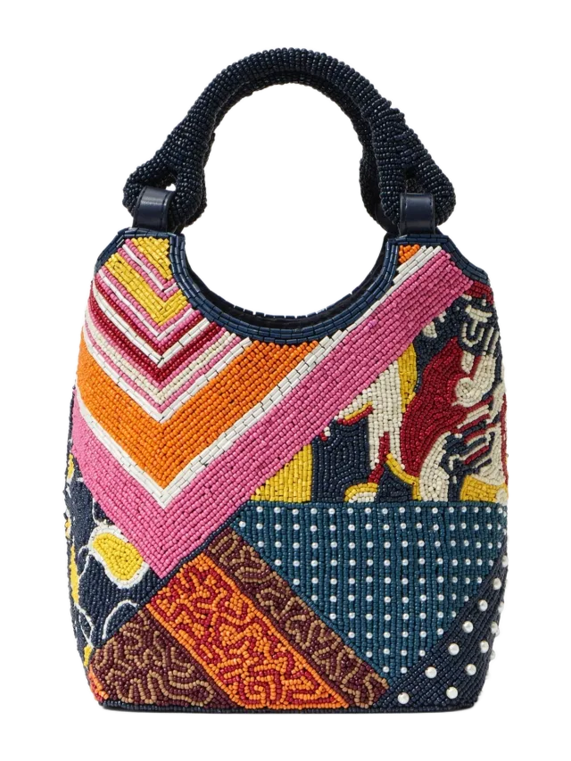 Staud Beaded Cote Bag Patchwork Foulard