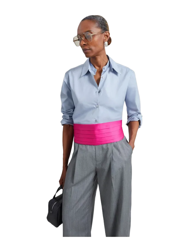 The Frankie Shop Bellano Satin Cummerbund Belt - Hot Pink