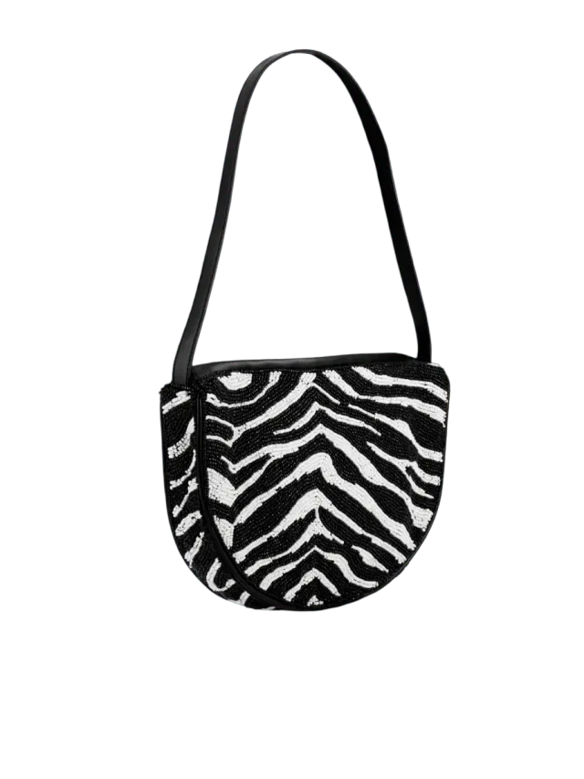Simon Miller Belo Half Moon Bag In Zebra Trip