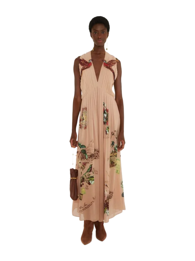 Farm Rio Bird Poetry Hummingbird Sleeveless Maxi Dress