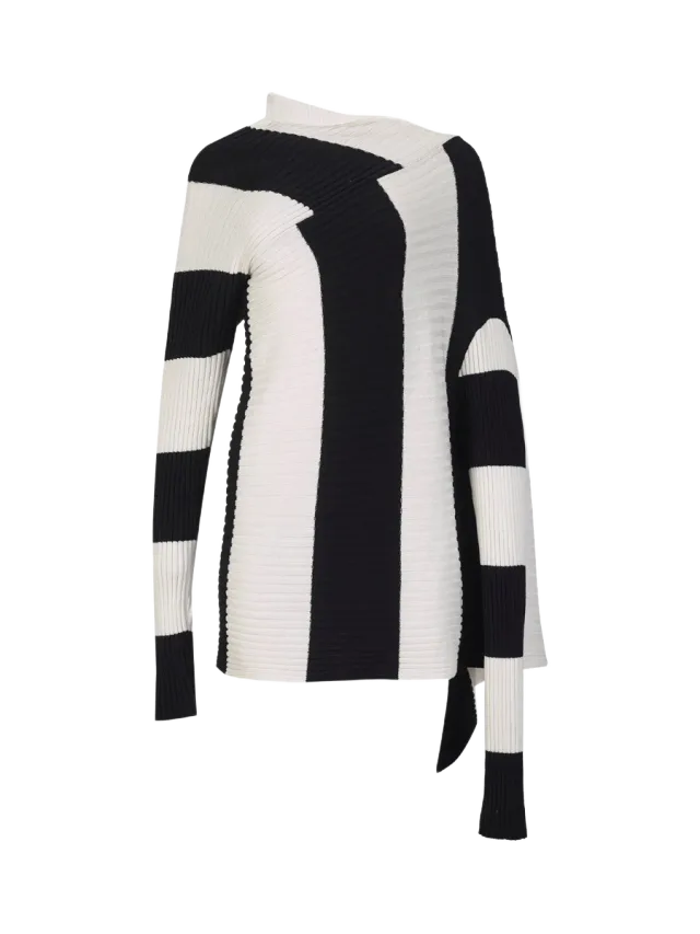 Marques' Almeida Black and White Cotton Draped Jumper