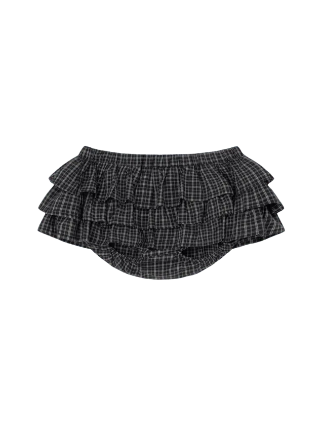 Gimaguas Black Checkered Mini Skirt with Built-in Shorts