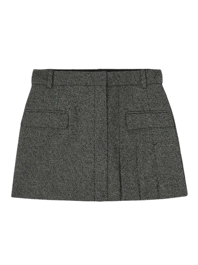 GANNI Black Grey Suiting Mini Skirt