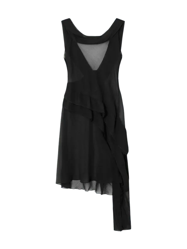 Gimaguas Black Semi-Sheer Mini Dress