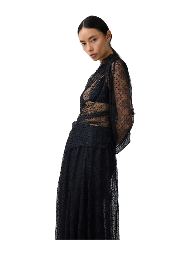 Bianca Spender BLACK SPOT LACE DECODE LONG SLEEVE TOP