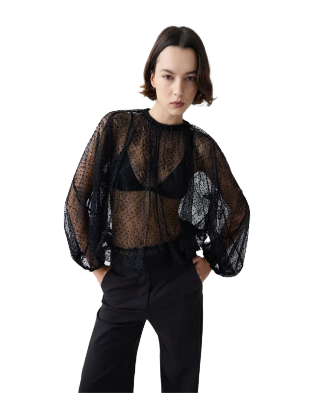 Bianca Spender BLACK SPOT LACE HORIZON TOP