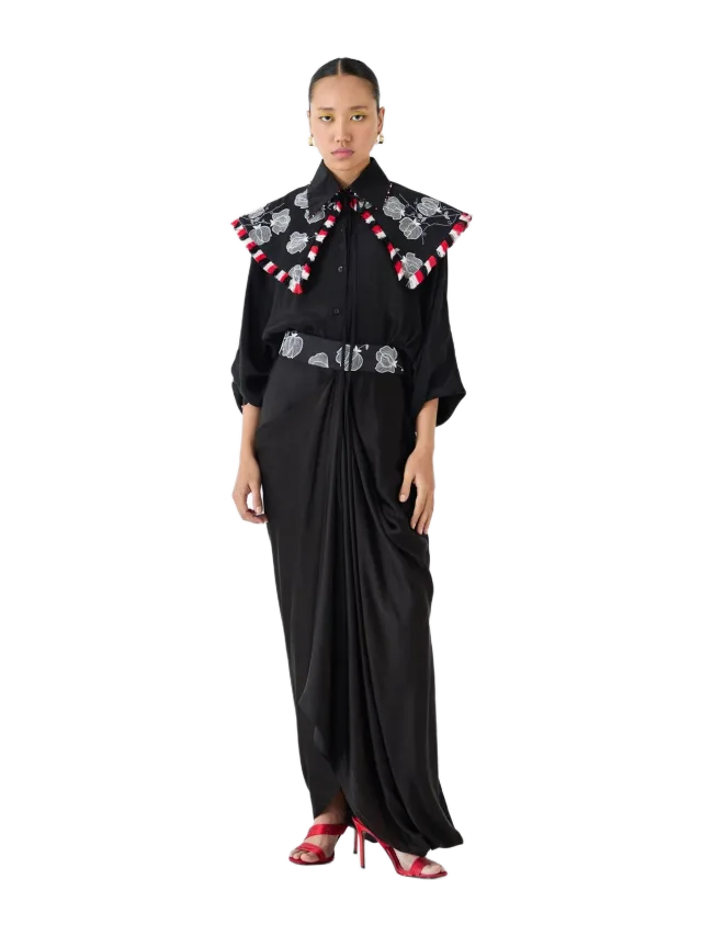 Studio Rigu Black Tulip Batwing Shirt & Skirt Co-Ord