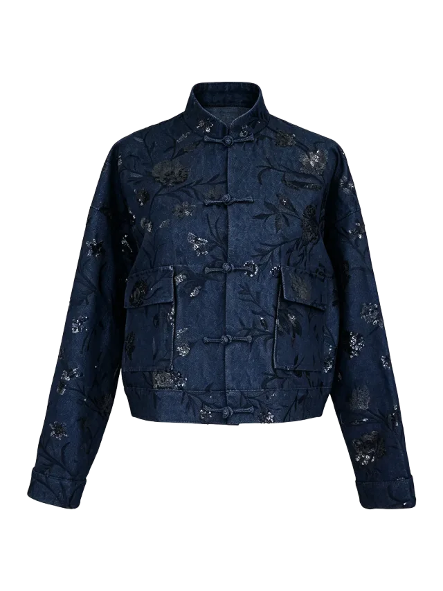 QIPOLOGY Blue Cropped Jacket