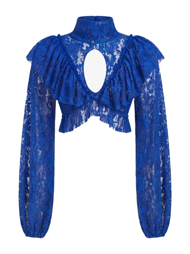 Mrs. Keepa BLUE LACE FLORAL TOP