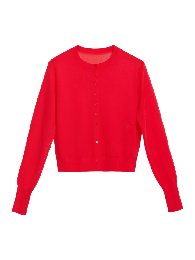 Alas Silk Blur Cardigan in Red