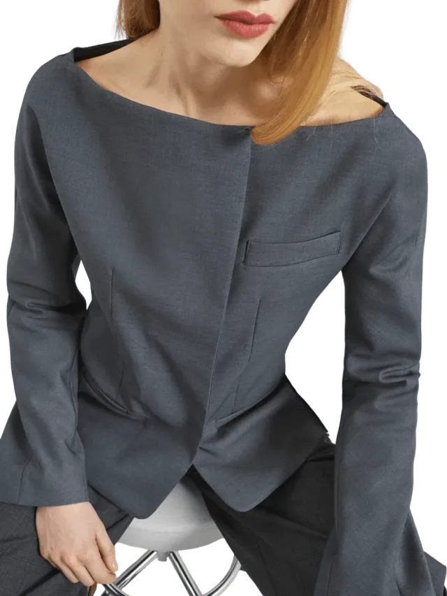 The Frankie Shop Boatneck Tailored Blazer