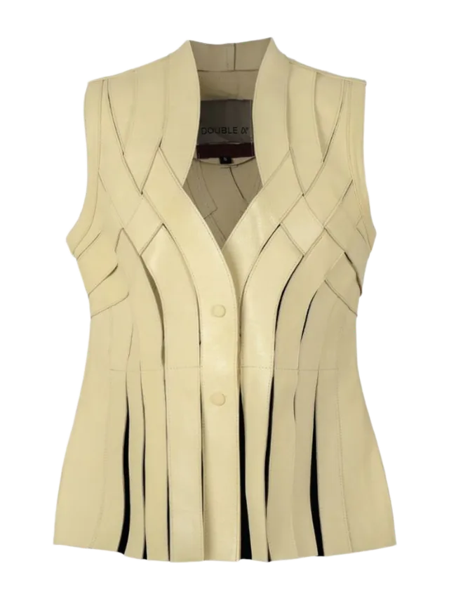 Double A BRIANNA LEATHER VEST IN BUTTER YELLOW