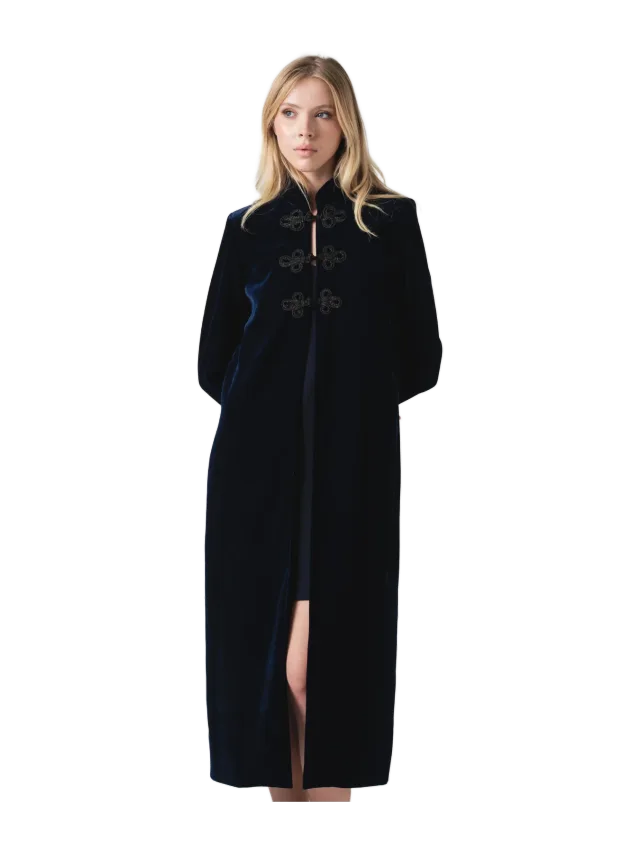 Seam BUCKLE COAT - VELVET NAVY