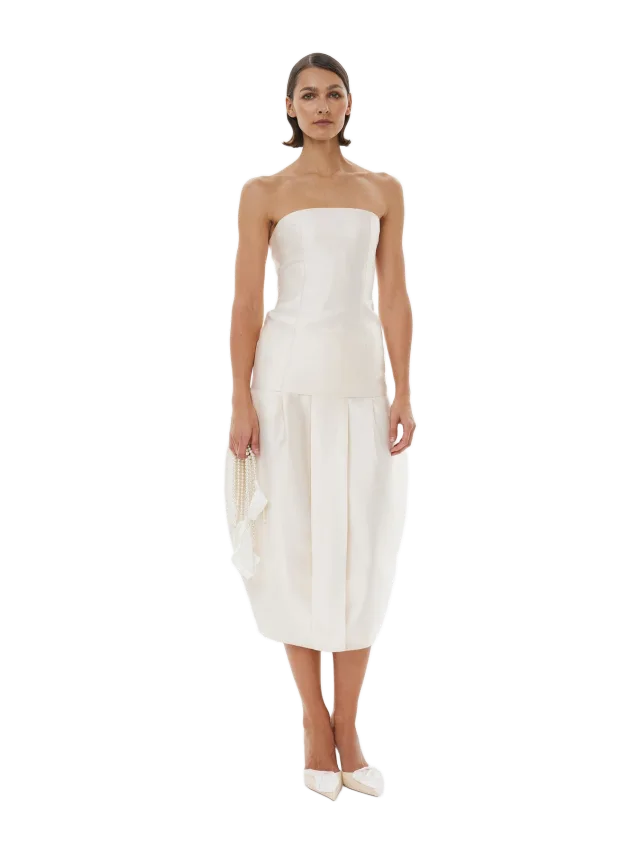 Alas Silk Bud Corset Top in Starlight White