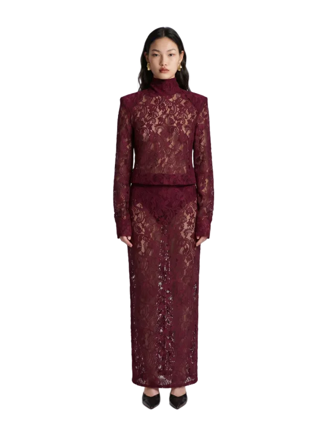 DE SAVARY Burgundy Lace Bodysuit