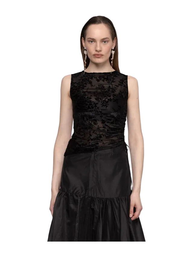 ESTHÉ Burnout Velvet Gathered Top &bull; ESTHE