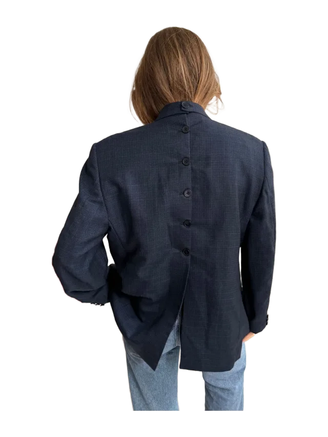Havre Studio Button back blazer in Blue checkered