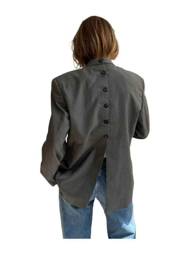 Havre Studio Button back blazer in Grey plaid